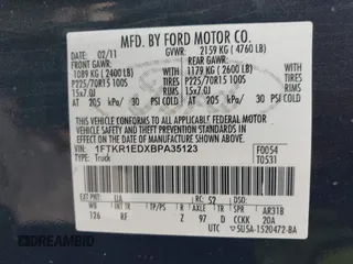 2011 Ford Ranger XL with VIN 1FTKR1EDXBPA35123, listed as a IAAI auction lot 41644846 with 335,236 mi miles and . Bid and sale history available at DreamBid. Image 9.
