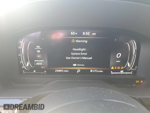 2023 Infiniti QX60 Sensory with VIN 5N1DL1GS2PC345895, listed as a Copart auction lot 53189265 with 25,865 mi miles and Salvage title. Bid and sale history available at DreamBid. Image 9.
