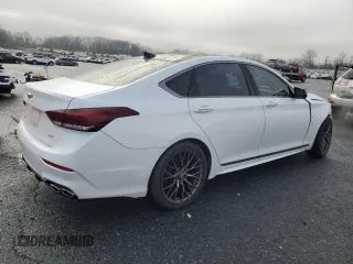 2018 Genesis G80 Sport with VIN KMHGN4JB7JU268654, listed as a Copart auction lot 85464304 with 72,385 mi miles and Salvage Title. Bid and sale history available at DreamBid. Image 3.