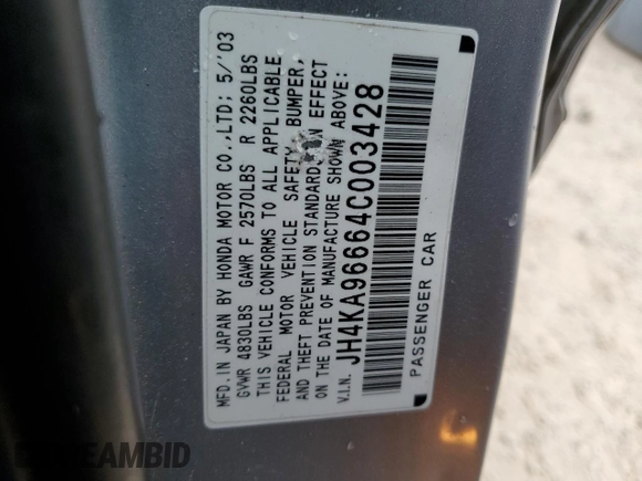 2004 Acura RL w/Navigation System z VIN JH4KA96664C003428, wystawiony jako Copart lot #87115774 z przebiegiem 164 527 mil mil oraz Szkoda całkowita • Salvage title. Historia ofert i sprzedaży dostępna na DreamBid. Obrazek 12.