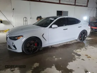 2019 Genesis G70 3.3T Advanced with VIN KMTG34LE8KU042482, listed as a Copart auction lot 45921005 with 0 mi miles and Salvage Title. Bid and sale history available at carsss.com. Image 1.