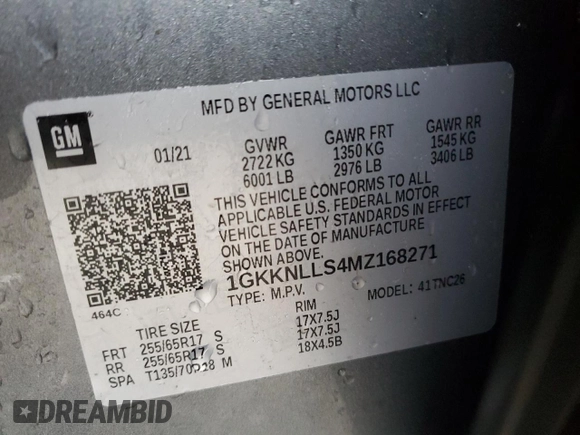2021 GMC Acadia AT4 with VIN 1GKKNLLS4MZ168271, listed as a Copart auction lot 44726025 with 81,620 mi miles and Salvage Title. Bid and sale history available at carsss.com. Image 14.