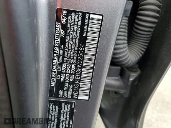 2015 Mercedes-Benz CLA 250 with VIN WDDSJ4EB3FN225084, listed as a Copart auction lot 42515414 with 89,730 mi miles and . Bid and sale history available at DreamBid. Image 12.