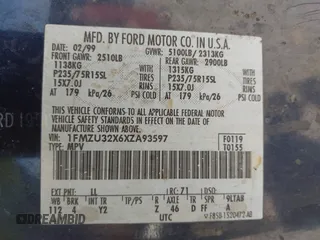 1999 Ford Explorer z VIN 1FMZU32X6XZA93597, wystawiony jako IAAI lot #42138855 z przebiegiem 190 449 mil mil oraz . Historia ofert i sprzedaży dostępna na DreamBid. Obrazek 9.