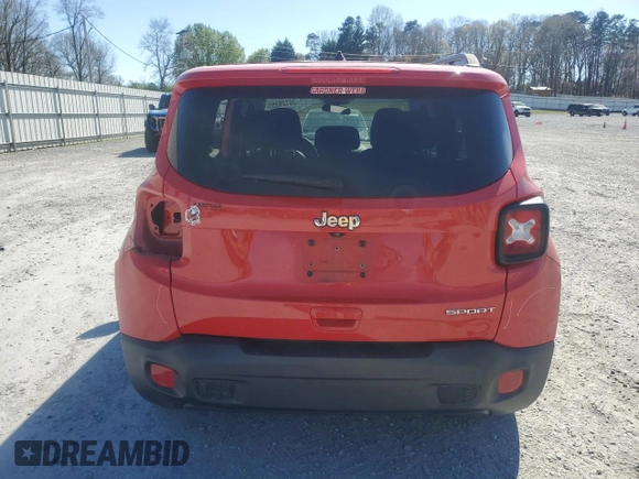 2018 Jeep Renegade Sport with VIN ZACCJAAB1JPG85055, listed as a Copart auction lot 50129355 with 147,626 mi miles and Salvage title. Bid and sale history available at DreamBid. Image 6.