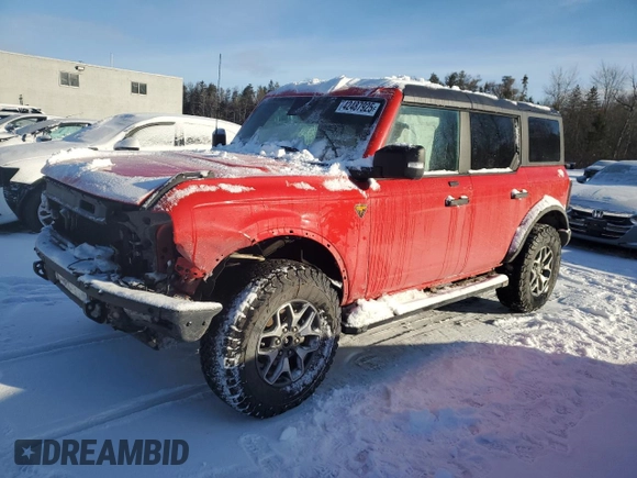 2021 Ford Bronco with VIN 1FMEE5DH3MLA64814, listed as a Copart auction lot 42487925 with 32,725 mi miles and Salvage title. Bid and sale history available at DreamBid. Image 1.