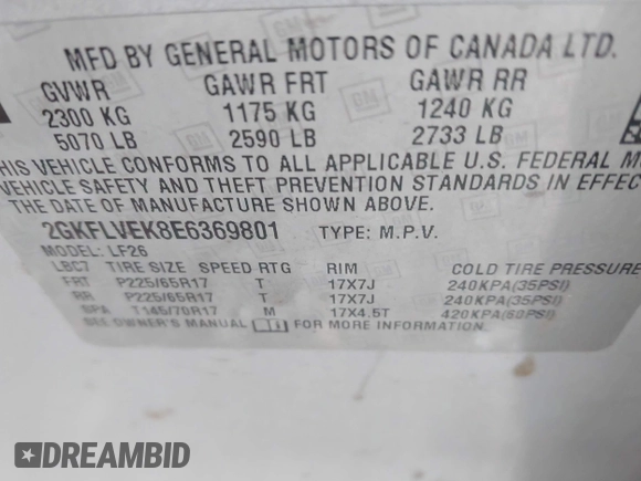 2014 GMC Terrain SLE with VIN 2GKFLVEK8E6369801, listed as a IAAI auction lot 41650369 with 123,621 mi miles. Bid and sale history available at carsss.com. Image 9.