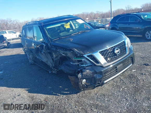 2017 Nissan Armada SV with VIN JN8AY2NC6H9509081, listed as a IAAI auction lot 40997264 with 114,264 mi miles. Bid and sale history available at carsss.com. Image 1.