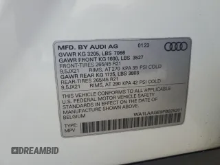 2023 Audi e-tron Premium Plus с VIN WA1LAAGE9PB025201, выставлен на аукционе Copart как лот 50419185 с пробегом 20 102 миль миль и Списание • Salvage title. История ставок и продаж доступна на DreamBid. Изображение 13.