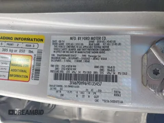 2015 Ford Fusion SE with VIN 3FA6P0H96FR135457, listed as a IAAI auction lot 42213144 with 158,151 mi miles and . Bid and sale history available at DreamBid. Image 9.