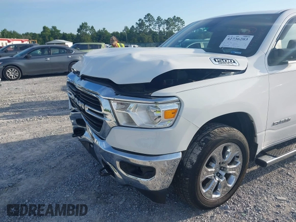 2021 Ram 1500 Big Horn with VIN 1C6SRFFT3MN570531, listed as a IAAI auction lot 42736203 with 84,050 mi miles and . Bid and sale history available at DreamBid. Image 6.