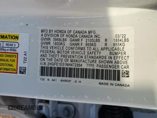 2022 Honda Civic Si z VIN 2HGFE1E51NH472864, wystawiony jako Copart lot #84237484 z przebiegiem Nie podano mil oraz Nie do naprawy • Non repairable. Historia ofert i sprzedaży dostępna na DreamBid. Obrazek 12.