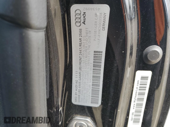 2012 Audi A5 2.0T Premium Plus with VIN WAUJFAFH9CN003358, listed as a Copart auction lot 53102245 with 144,428 mi miles and Salvage Title. Bid and sale history available at carsss.com. Image 12.
