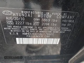 2010 Hyundai Elantra GLS with VIN KMHDU4AD3AU179901, listed as a IAAI auction lot 42472872 with 195,042 mi miles and . Bid and sale history available at DreamBid. Image 9.