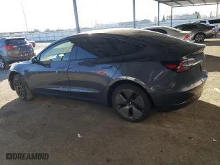2023 Tesla Model 3 with VIN 5YJ3E1EA2PF438259, listed as a Copart auction lot 44572595 with 28,194 mi miles and Salvage Title. Bid and sale history available at carsss.com. Image 2.