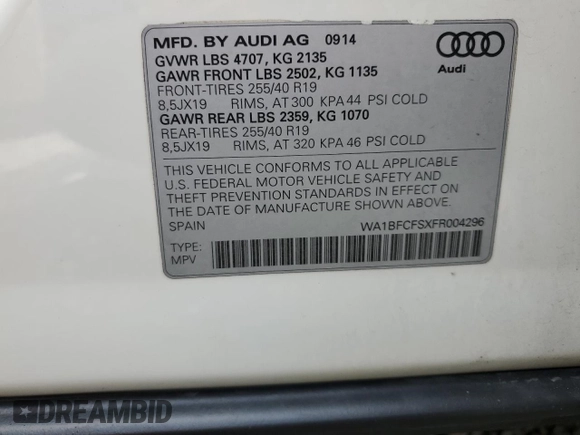 2015 Audi Q3 Premium Plus z VIN WA1BFCFSXFR004296, wystawiony jako Copart lot #89364265 z przebiegiem 125 398 mil mil oraz Czysty tytuł • Clean title. Historia ofert i sprzedaży dostępna na DreamBid. Obrazek 13.