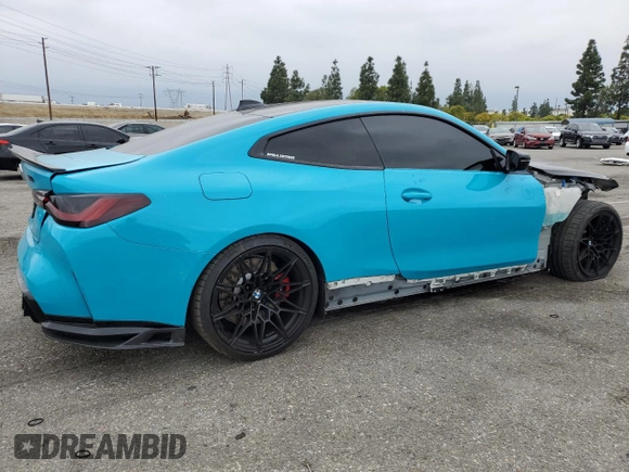 2021 BMW M4 with VIN WBS53AZ0XMCG52209, listed as a Copart auction lot 50234375 with 19,701 mi miles and Salvage title. Bid and sale history available at DreamBid. Image 3.