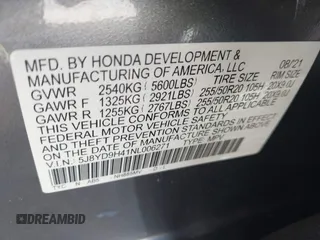 2022 Acura MDX Technology with VIN 5J8YD9H41NL006271, listed as a IAAI auction lot 42602014 with 59,338 mi miles and . Bid and sale history available at DreamBid. Image 9.