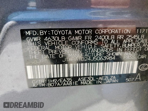 2018 Lexus IS with VIN JTHBA1D24J5063984, listed as a Copart auction lot 52530925 with 70,721 mi miles and Salvage Title. Bid and sale history available at carsss.com. Image 15.