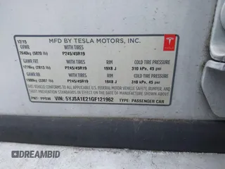 2016 Tesla Model S 90D with VIN 5YJSA1E21GF121962, listed as a IAAI auction lot 42130291 with 114,670 mi miles and . Bid and sale history available at DreamBid. Image 9.