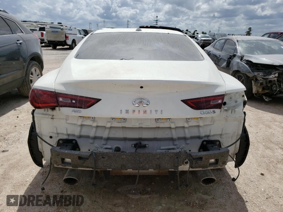 2020 Infiniti Q60 Red Sport 400 with VIN JN1FV7EL4LM460320, listed as a Copart auction lot 47488983 with 57,431 mi miles and . Bid and sale history available at DreamBid. Image 6.