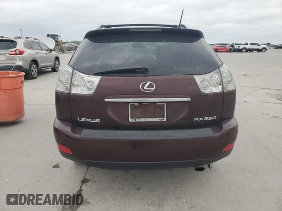 2009 Lexus RX 350 with VIN JTJGK31U899852162, listed as a Copart auction lot 50327435 with 166,085 mi miles and Salvage Title. Bid and sale history available at DreamBid. Image 6.