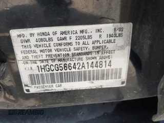 2002 Honda Accord EX z VIN 1HGCG56642A144814, wystawiony jako IAAI lot #42332217 z przebiegiem 250 835 mil mil oraz . Historia ofert i sprzedaży dostępna na DreamBid. Obrazek 9.