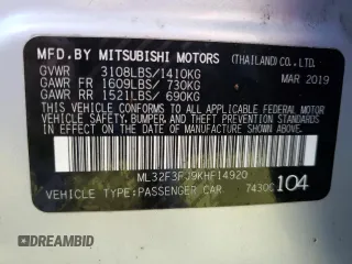 2019 Mitsubishi Mirage ES z VIN ML32F3FJ9KHF14920, wystawiony jako Copart lot #56494145 z przebiegiem 80 492 mil mil oraz Czysty tytuł • Clean title. Historia ofert i sprzedaży dostępna na DreamBid. Obrazek 13.