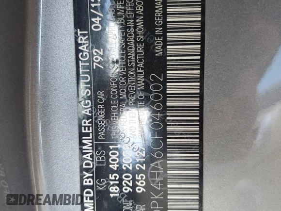 2012 Mercedes-Benz SLK 250 с VIN WDDPK4HA6CF046002, выставлен на аукционе Copart как лот 60751324 с пробегом 86 637 миль миль и Чистый • Clean title. История ставок и продаж доступна на DreamBid. Изображение 12.