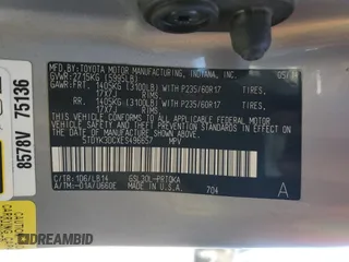 2014 Toyota Sienna XLE with VIN 5TDYK3DCXES496657, listed as a Copart auction lot 60498015 with 178,486 mi miles and Salvage title. Bid and sale history available at DreamBid. Image 13.