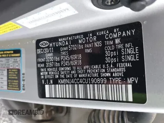 2012 Hyundai Veracruz Limited z VIN KM8NU4CC4CU190899, wystawiony jako IAAI lot #41511662 z przebiegiem 201 617 mil mil oraz . Historia ofert i sprzedaży dostępna na DreamBid. Obrazek 9.