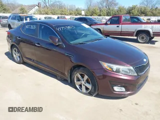 2014 Kia Optima LX with VIN 5XXGM4A77EG335381, listed as a IAAI auction lot 41753463 with 145,582 mi miles and . Bid and sale history available at DreamBid. Image 1.