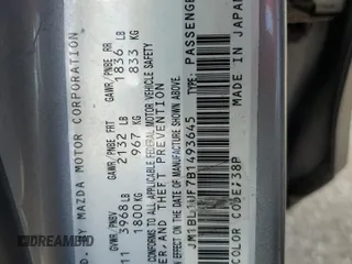 2011 Mazda 3 i Sport with VIN JM1BL1UF7B1493645, listed as a Copart auction lot 55276295 with 203,122 mi miles and Clean Title. Bid and sale history available at DreamBid. Image 12.