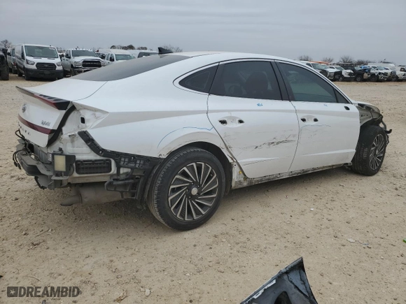 2021 Hyundai Sonata Hybrid SEL with VIN KMHL34JJ7MA027209, listed as a Copart auction lot 45923555 with 78,033 mi miles and Salvage Title. Bid and sale history available at carsss.com. Image 3.