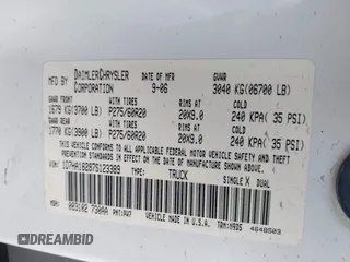 2007 Dodge Ram 1500 SLT with VIN 1D7HA18297S123389, listed as a IAAI auction lot 42043432 with Not Provided miles. Bid and sale history available at carsss.com. Image 9.