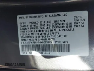 2019 Honda Odyssey Elite с VIN 5FNRL6H94KB093145, выставлен на аукционе IAAI как лот 42565346 с пробегом 72 288 миль миль и . История ставок и продаж доступна на DreamBid. Изображение 9.