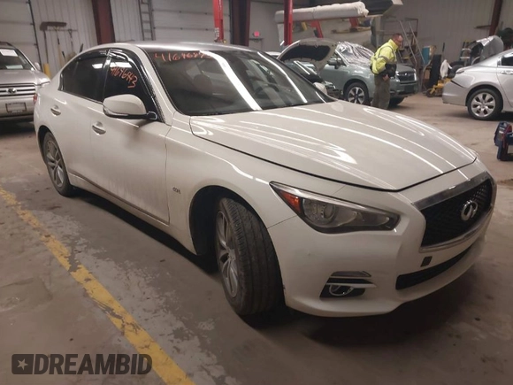 2017 Infiniti Q50 2.0t with VIN JN1CV7AP5HM641168, listed as a IAAI auction lot 41696943 with 106,855 mi miles and . Bid and sale history available at carsss.com. Image 1.