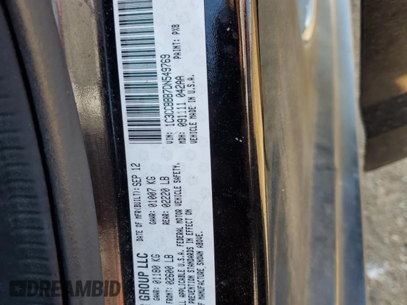 2013 Chrysler 200 Touring with VIN 1C3CCBBB7DN549769, listed as a Copart auction lot 53560835 with 178,414 mi miles and Salvage Title. Bid and sale history available at DreamBid. Image 13.
