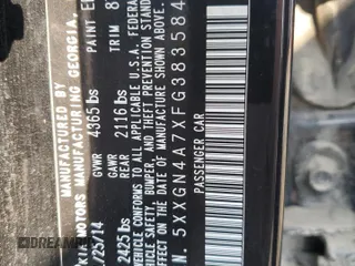 2015 Kia Optima EX z VIN 5XXGN4A7XFG383584, wystawiony jako Copart lot #63338845 z przebiegiem 156 705 mil mil oraz Szkoda całkowita • Salvage title. Historia ofert i sprzedaży dostępna na DreamBid. Obrazek 12.