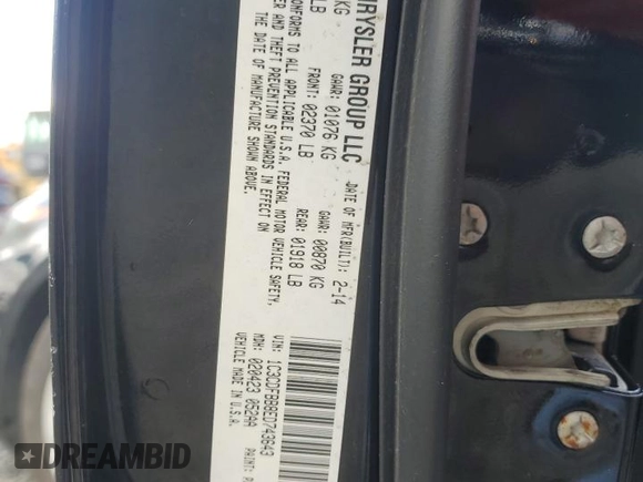 2014 Dodge Dart SXT with VIN 1C3CDFBB8ED743643, listed as a Copart auction lot 53988915 with 168,461 mi miles and Salvage Title. Bid and sale history available at carsss.com. Image 12.