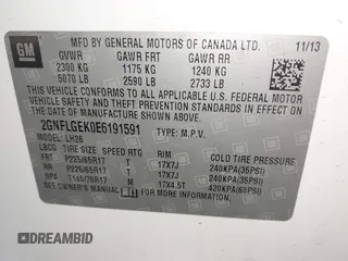 2014 Chevrolet Equinox LT with VIN 2GNFLGEK0E6191591, listed as a IAAI auction lot 41869444 with 136,829 mi miles. Bid and sale history available at carsss.com. Image 9.