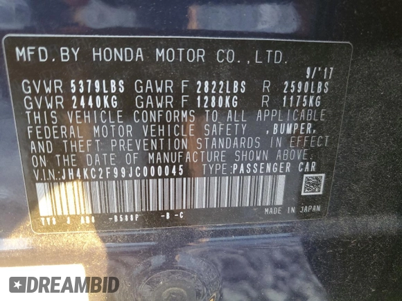 2018 Acura RLX Hybrid Sport z VIN JH4KC2F99JC000045, wystawiony jako Copart lot #77672974 z przebiegiem 53 169 mil mil oraz Szkoda całkowita • Salvage title. Historia ofert i sprzedaży dostępna na DreamBid. Obrazek 12.