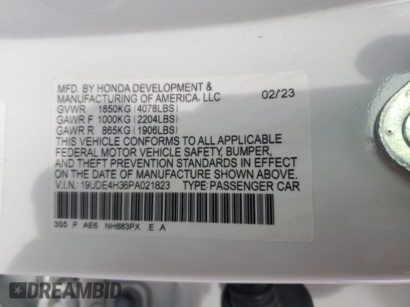 2023 Acura Integra w/A-Spec Package z VIN 19UDE4H36PA021823, wystawiony jako Copart lot #53972265 z przebiegiem 29 467 mil mil oraz Szkoda całkowita • Salvage title. Historia ofert i sprzedaży dostępna na DreamBid. Obrazek 12.