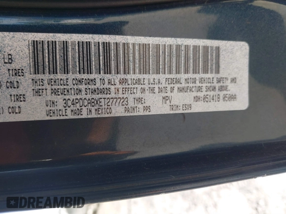 2014 Dodge Journey SE with VIN 3C4PDCABXET277723, listed as a IAAI auction lot 41709752 with 161,587 mi miles and . Bid and sale history available at DreamBid. Image 9.