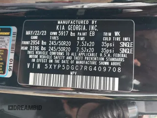 2024 Kia Telluride SX Prestige X-Pro с VIN 5XYP5DGC7RG409708, выставлен на аукционе IAAI как лот 42263269 с пробегом 24 658 миль миль и . История ставок и продаж доступна на DreamBid. Изображение 9.