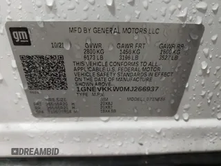 2021 Chevrolet Traverse Premier with VIN 1GNEVKKW0MJ266937, listed as a IAAI auction lot 41378033 with 34,683 mi miles. Bid and sale history available at carsss.com. Image 9.