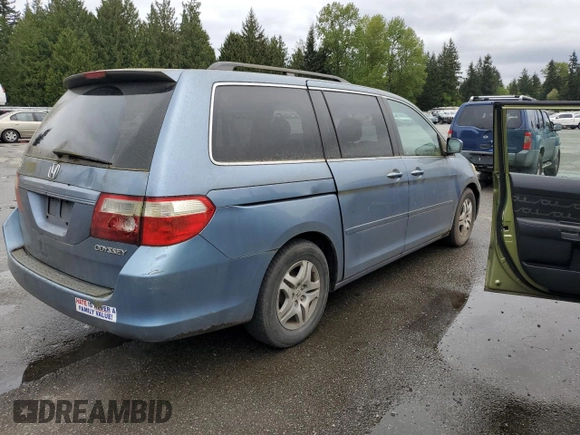 2005 Honda Odyssey EX-L with VIN 5FNRL38705B030402, listed as a Copart auction lot 54888425 with 196,215 mi miles and Clean title. Bid and sale history available at DreamBid. Image 3.
