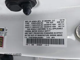 2020 Honda CR-V EX with VIN 7FART6H58LE022601, listed as a IAAI auction lot 40930072 with 61,443 mi miles and . Bid and sale history available at DreamBid. Image 9.
