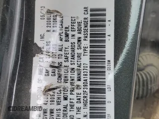 2013 Honda Accord LX z VIN 1HGCR2F39DA183707, wystawiony jako Copart lot #54714885 z przebiegiem 170 344 mil mil oraz Szkoda całkowita • Salvage title. Historia ofert i sprzedaży dostępna na DreamBid. Obrazek 12.