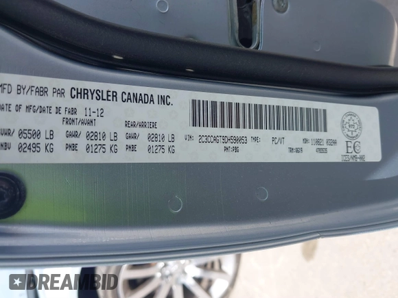 2013 Chrysler 300 with VIN 2C3CCAGT9DH590053, listed as a IAAI auction lot 41800253 with 136,596 mi miles. Bid and sale history available at carsss.com. Image 9.